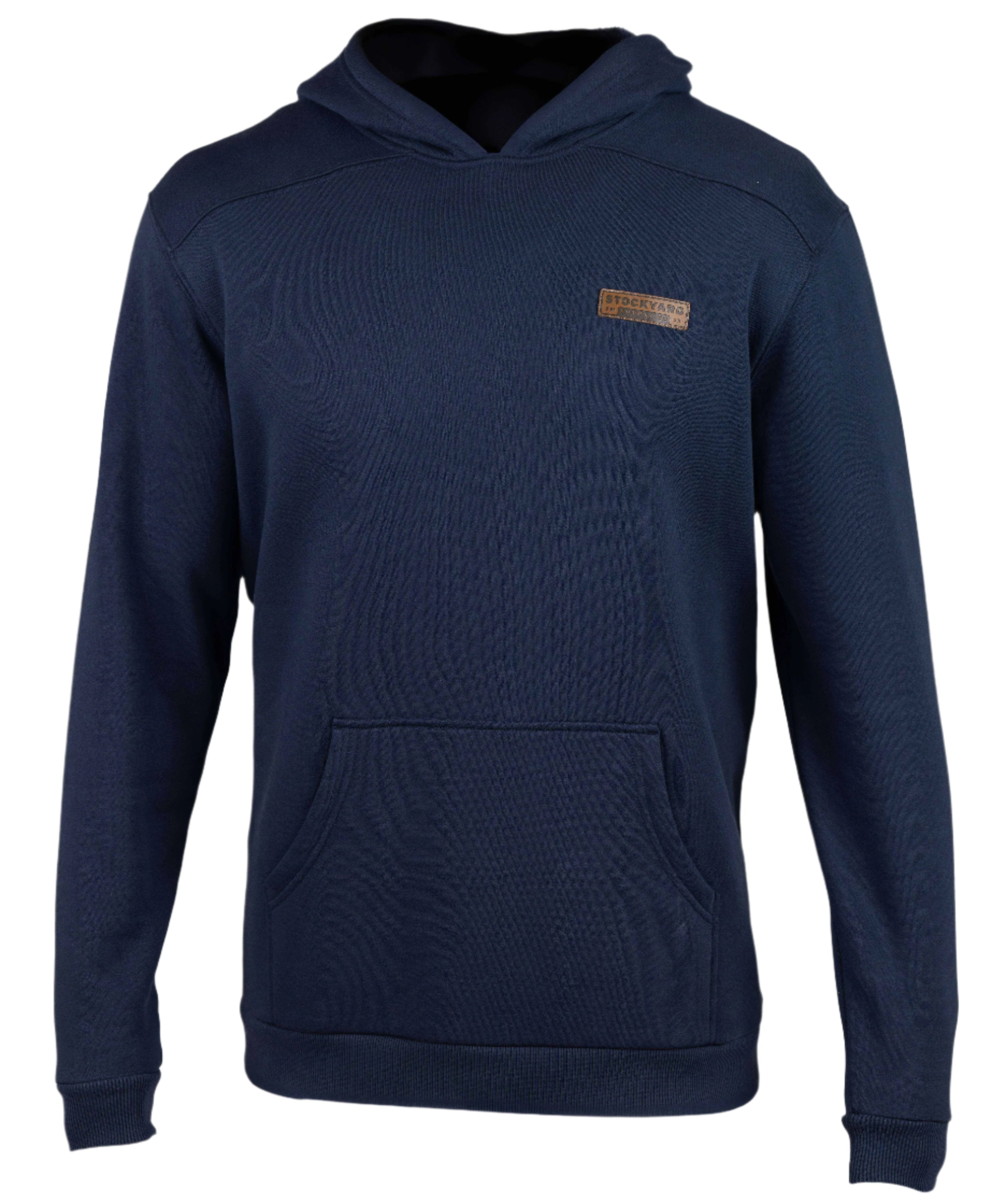 A single green leaf against a white background.