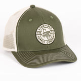 Standalone Picture of the Everyday Jack Hat, olive and cream colored. 