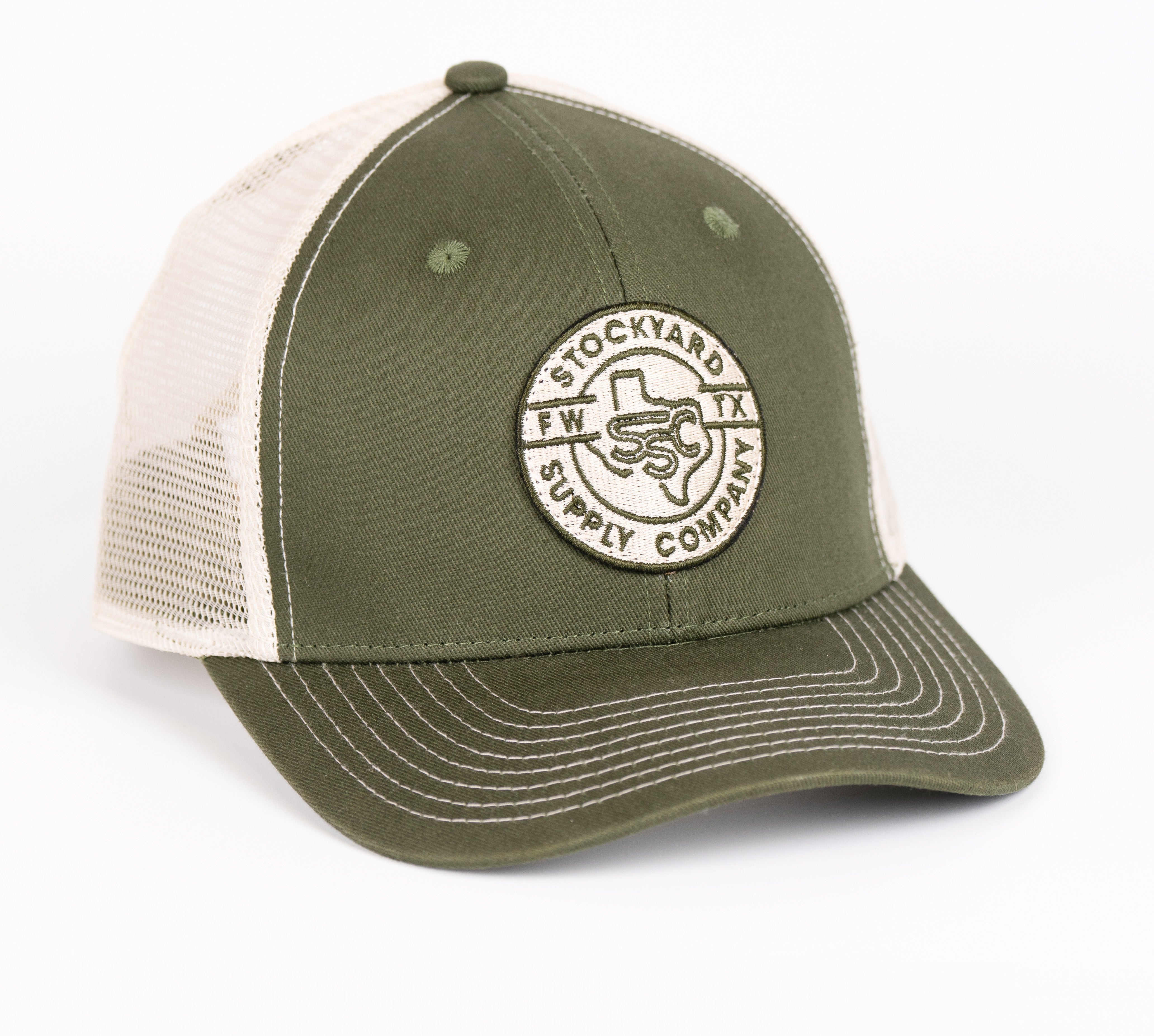 Standalone Picture of the Everyday Jack Hat, olive and cream colored. 