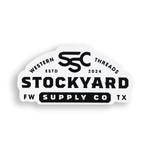 Stockyard Supply Co Western Threads Sticker. Black and White colored. 